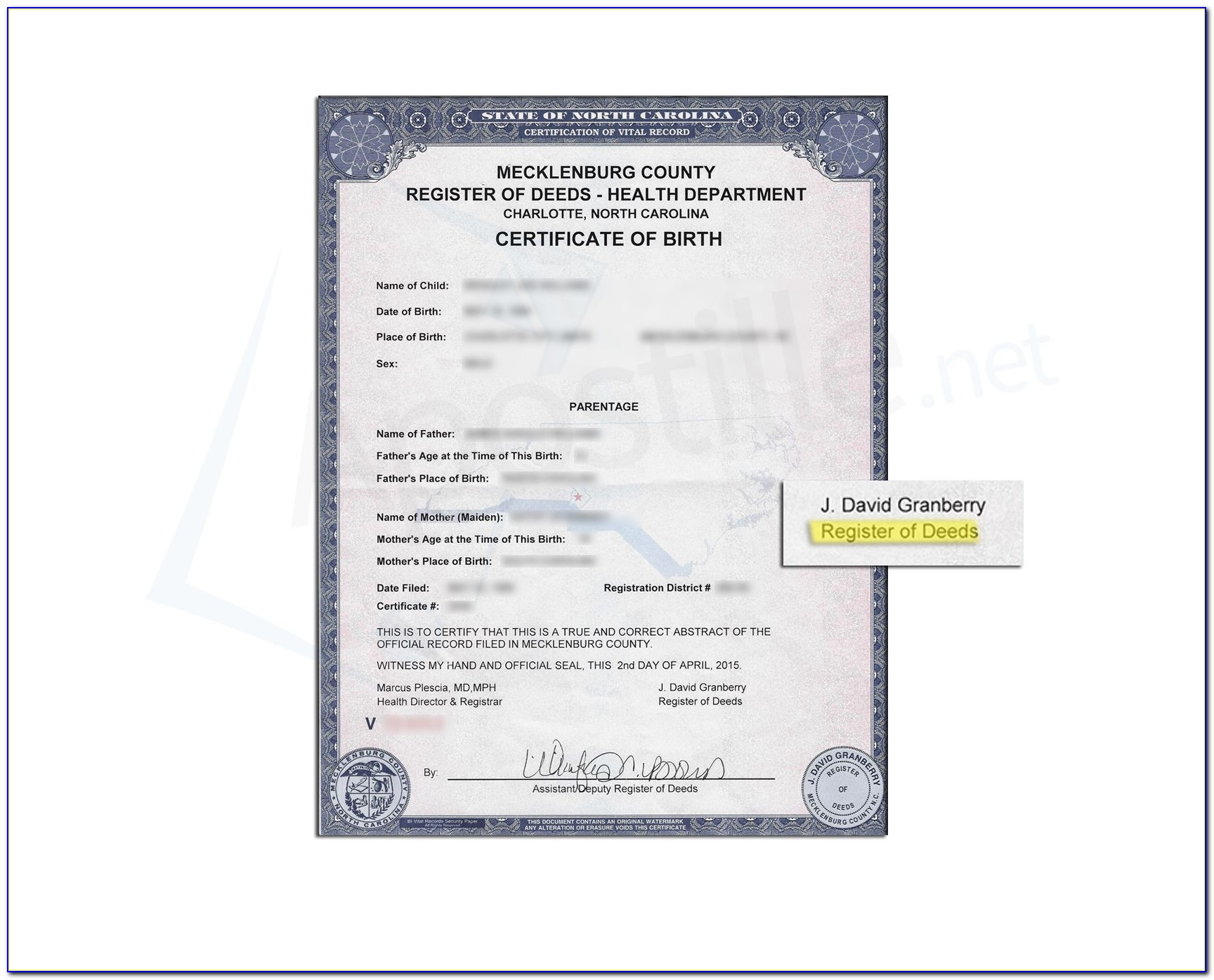 Nc Birth Certificate Mecklenburg County