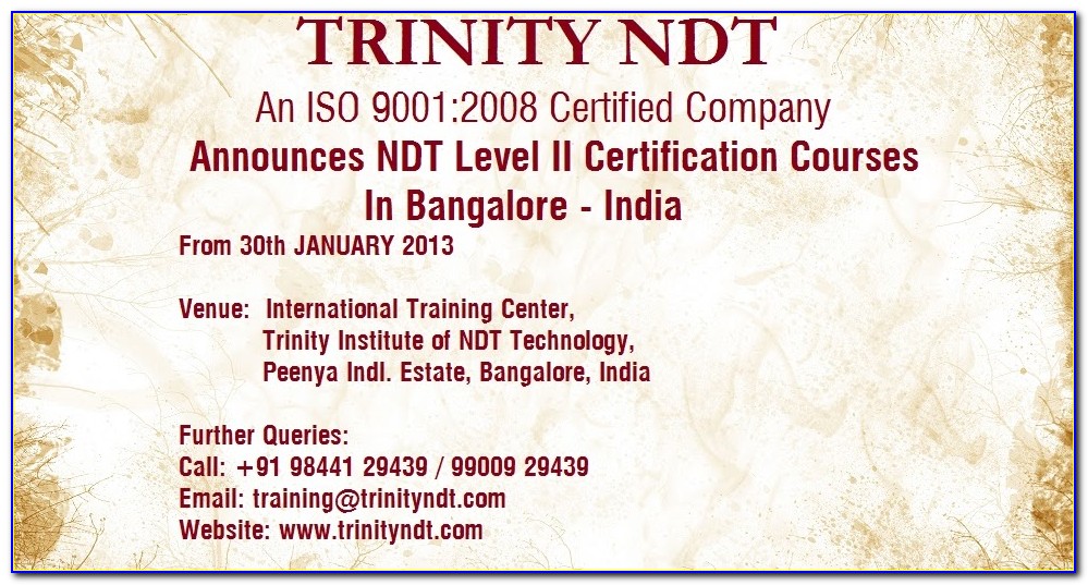 Ndt Certification Course In India