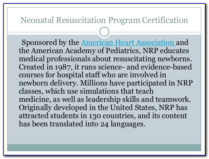 Neonatal Resuscitation Certification Online