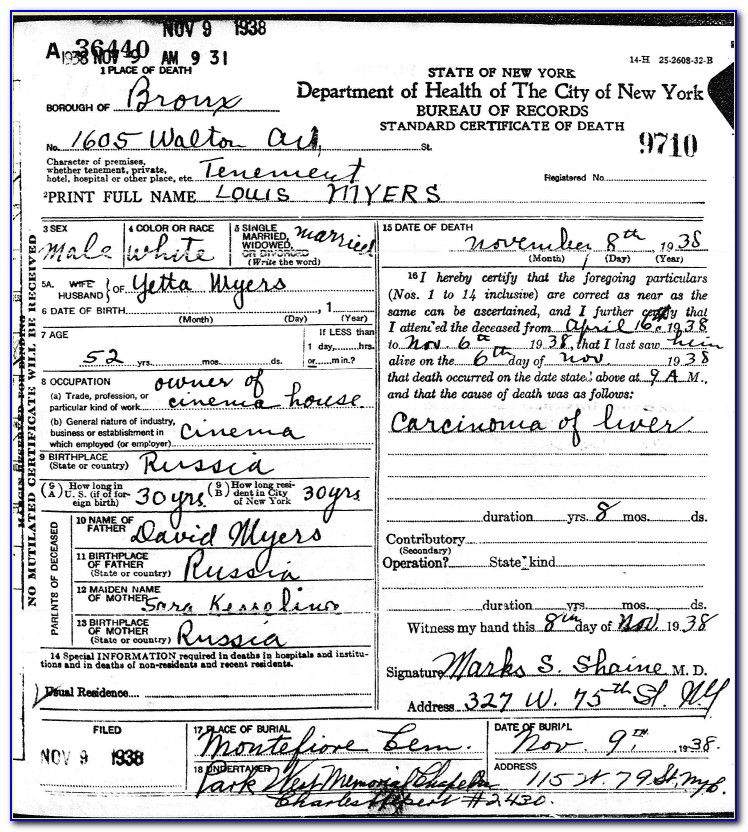 New York Death Certificate Records
