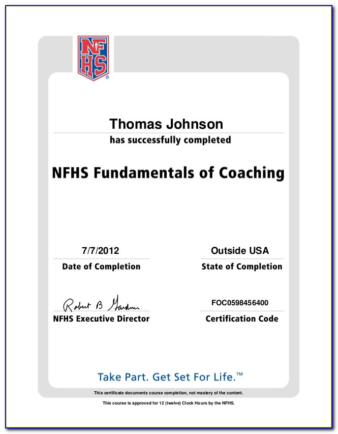 Nfhs Coaches Certification Program