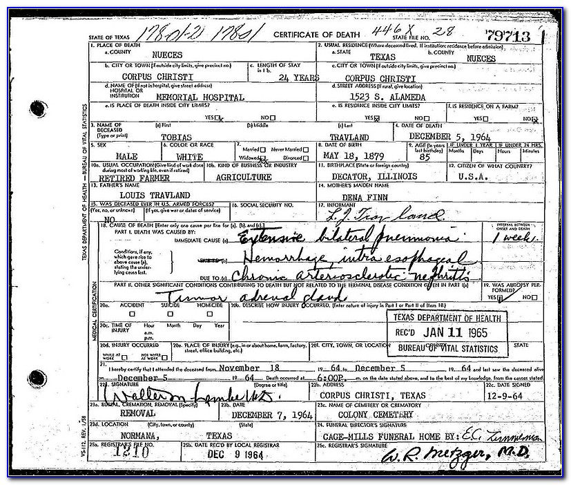 Nueces County Health Department Birth Certificate