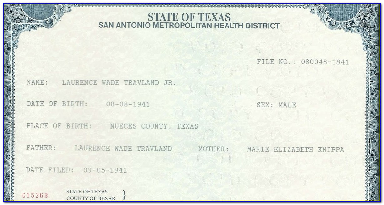 Nueces County Texas Birth Certificate