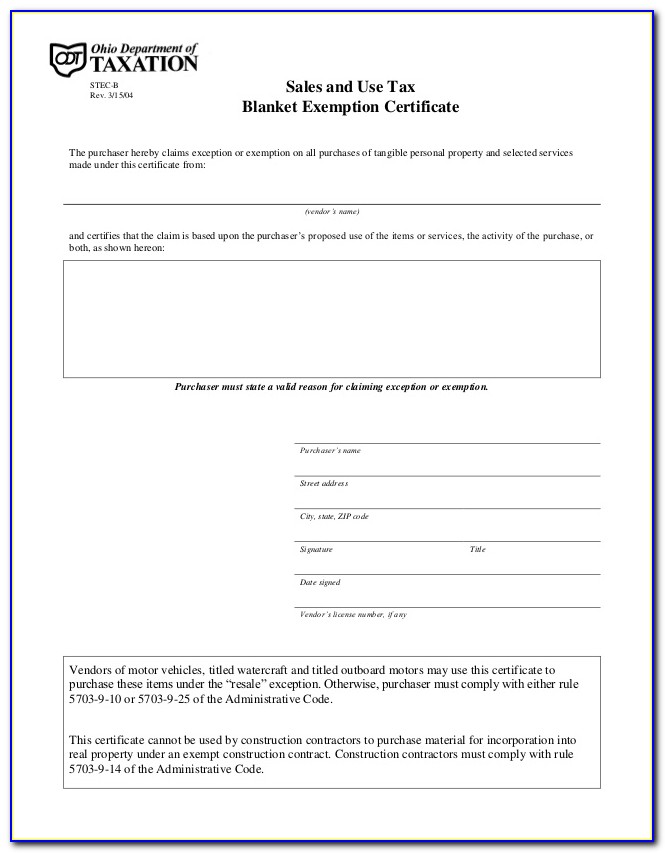 Ohio Sales Tax Exemption Certificate Verification