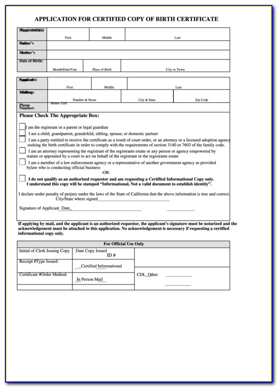 Order Birth Certificate California Online