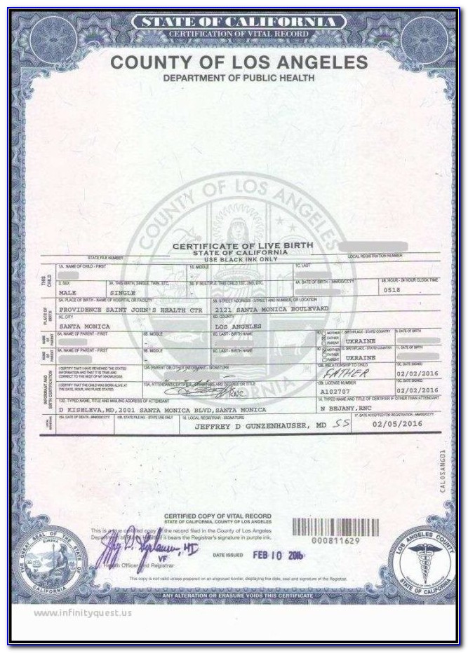 Order Birth Certificate California