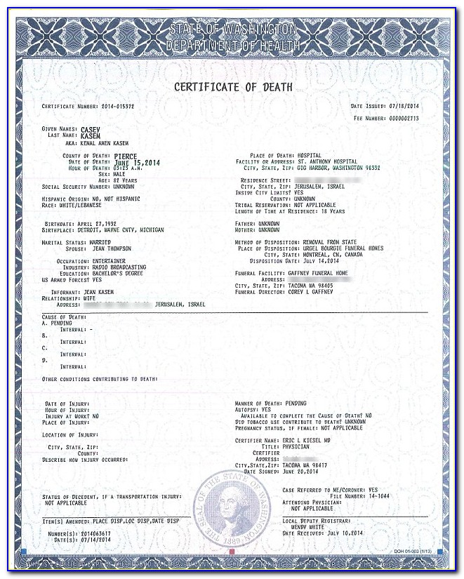 Pierce County Wa Birth Certificate