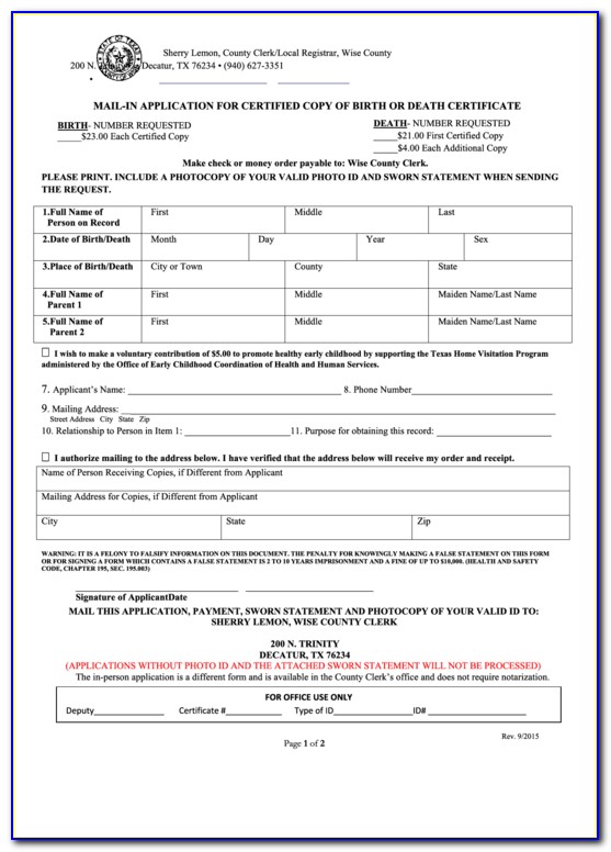 Request Texas Birth Certificate Online