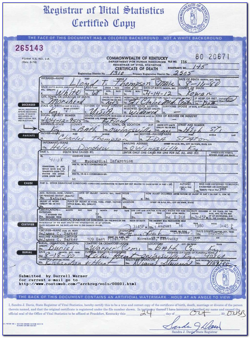 Rowan County Birth Certificates