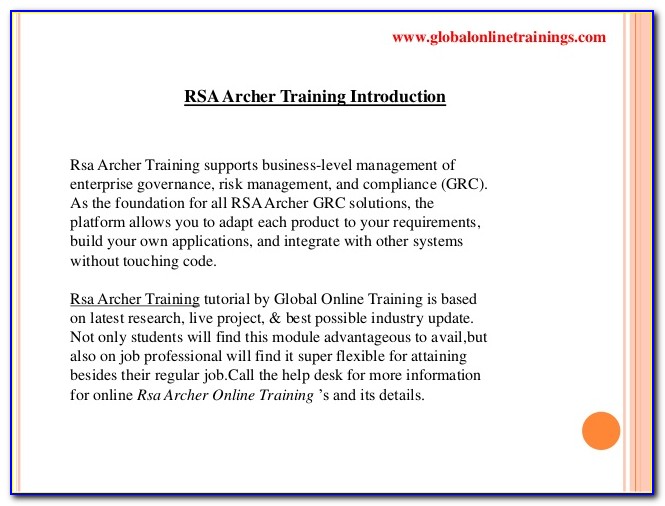 Rsa Archer Grc Certification