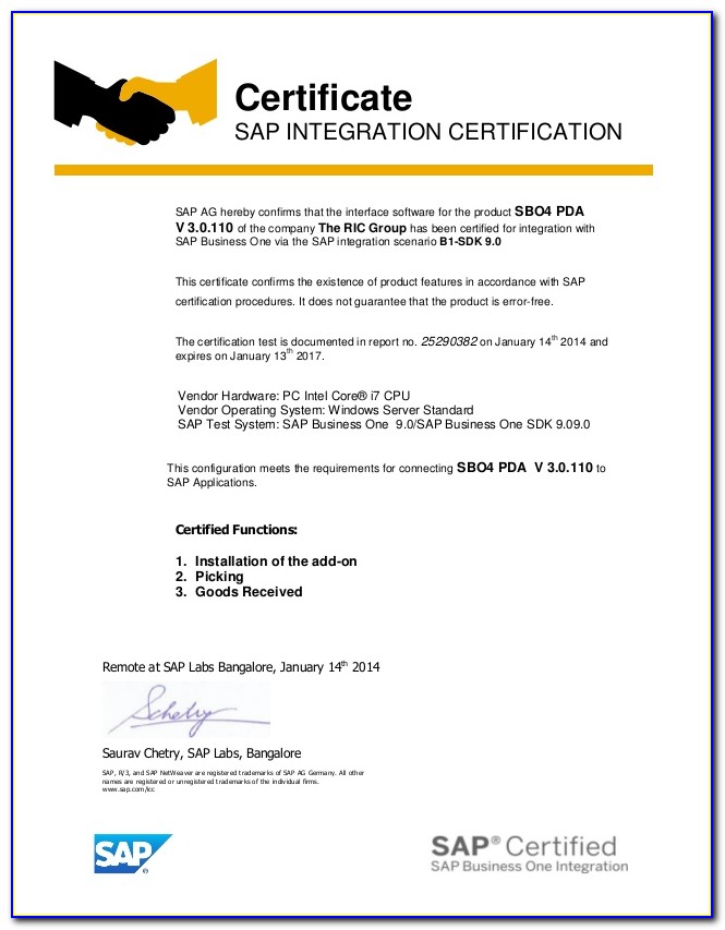 Sap B1 Certification