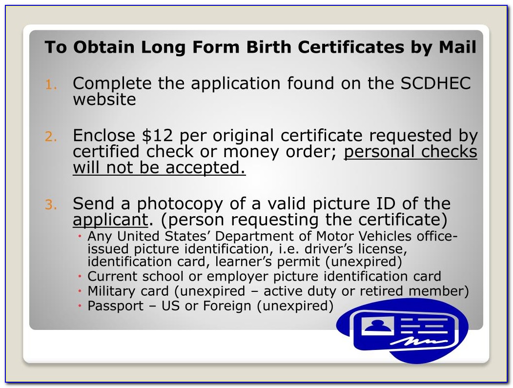 Sc Dhec Order Birth Certificate