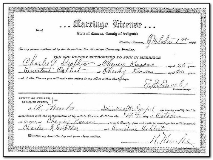 Sedgwick County Marriage Certificate
