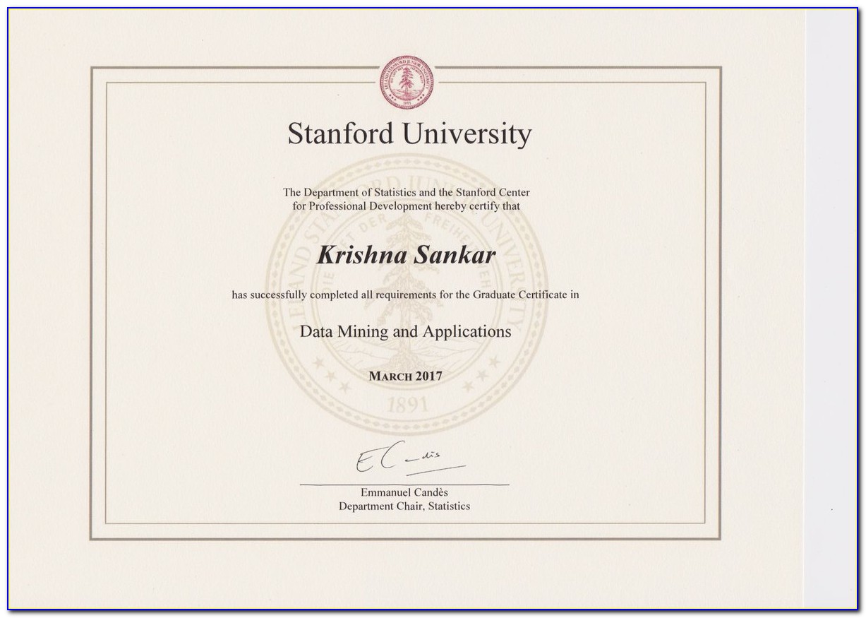 Stanford Data Mining And Applications Graduate Certificate