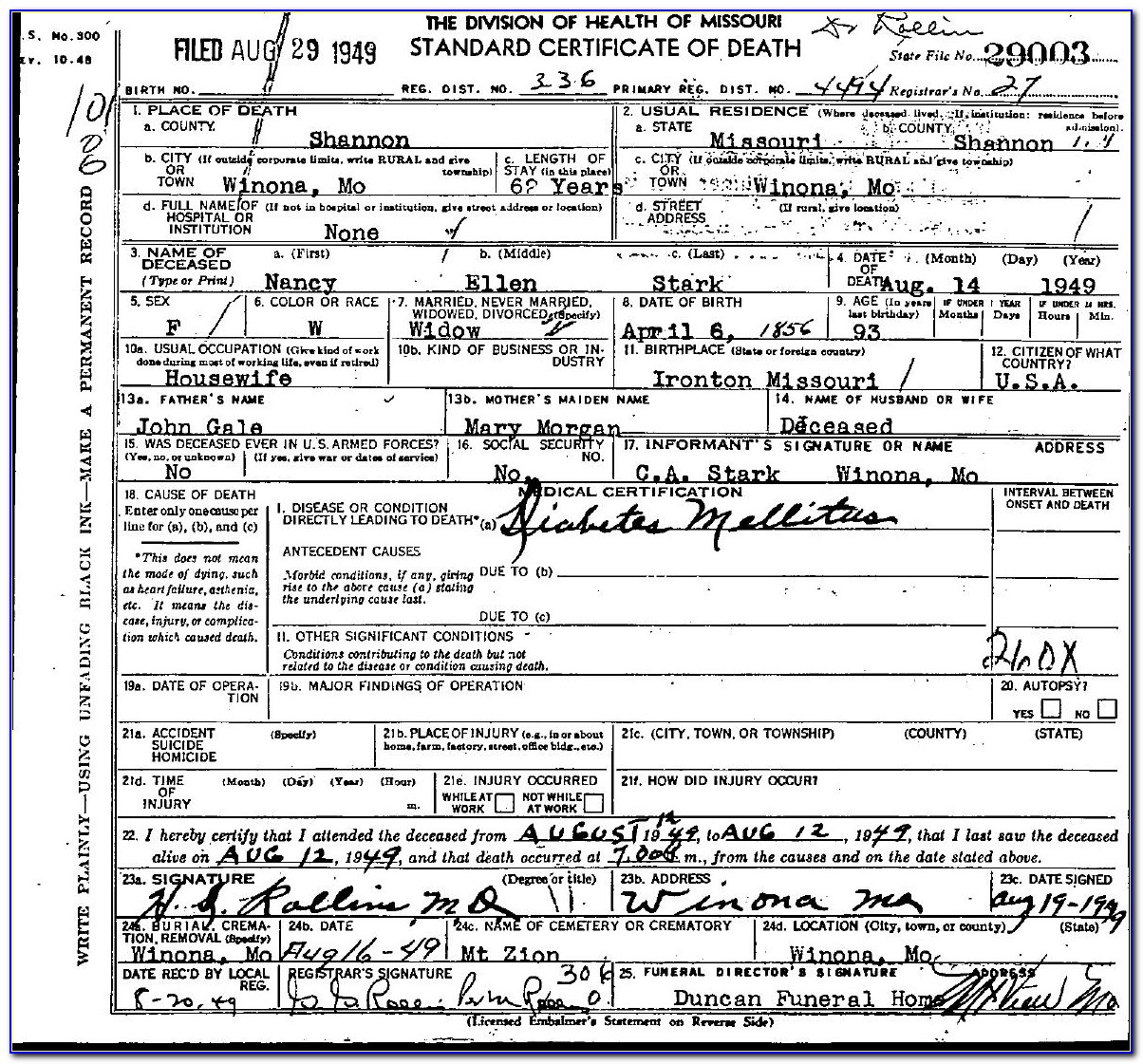 Stark County Ohio Death Certificates