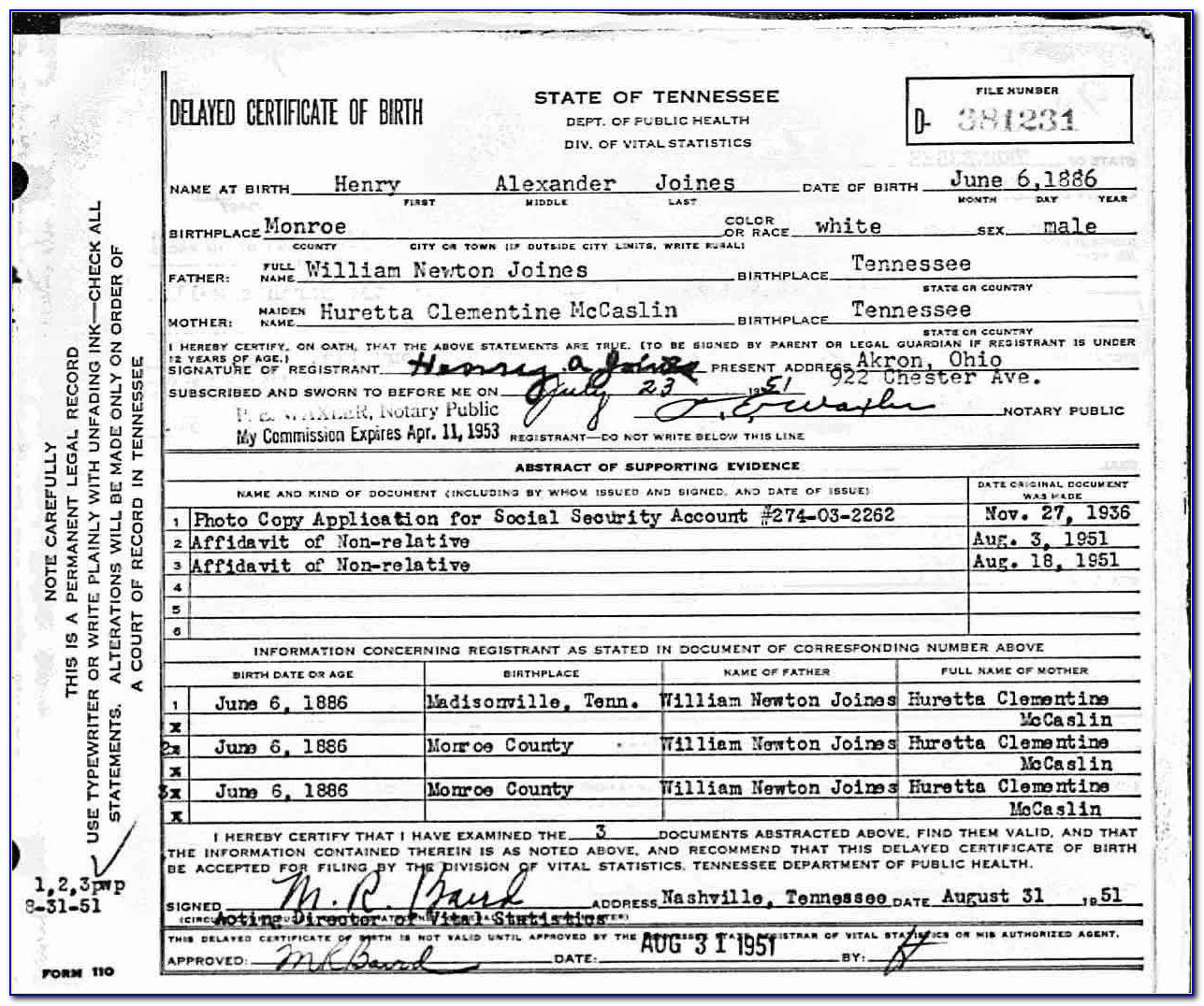 Summit County Ohio Birth Certificates