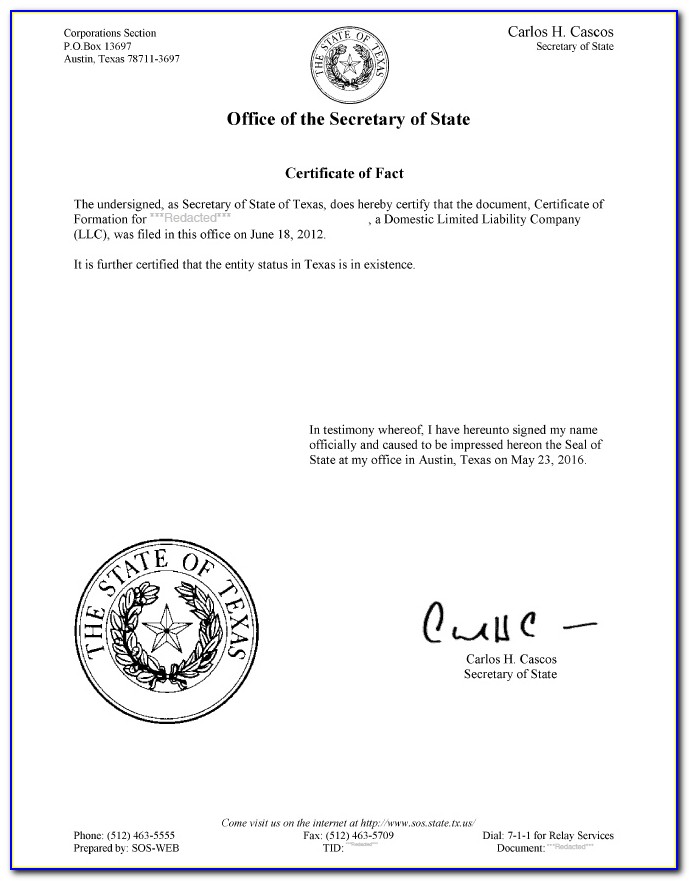 Texas Comptroller Letter Of Good Standing