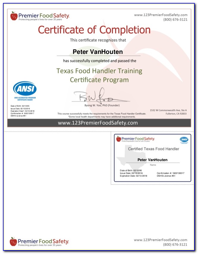 Texas Food Handlers Certification Answers