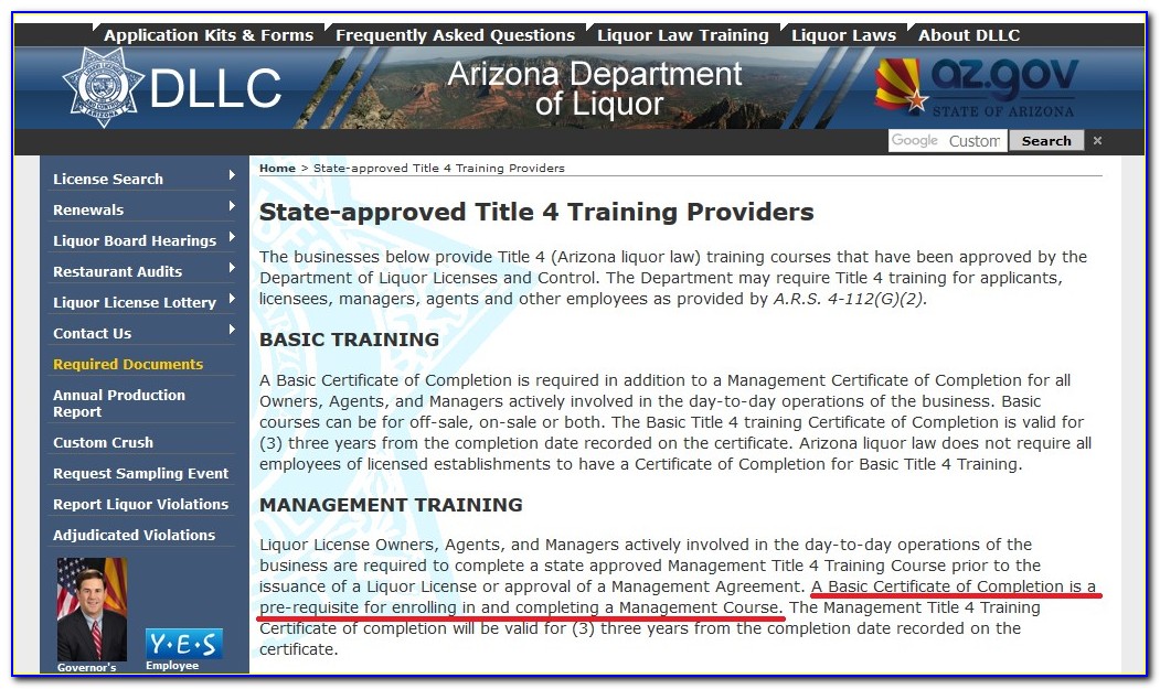 Title 4 Liquor Certification Arizona