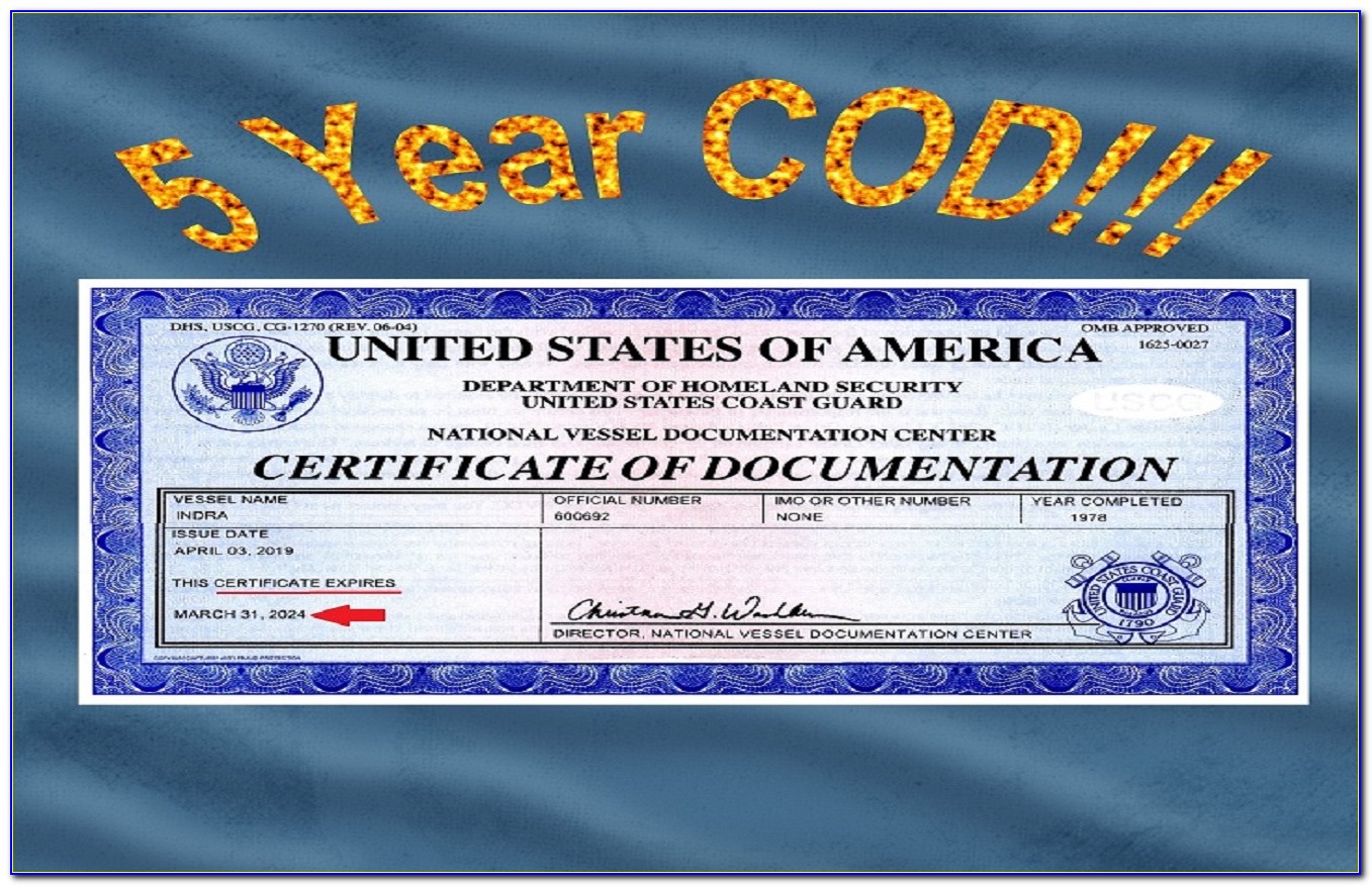 Uscg Certificate Of Documentation Renewal