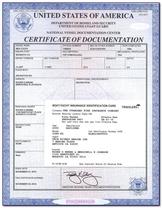 Uscg Certificate Of Documentation Search