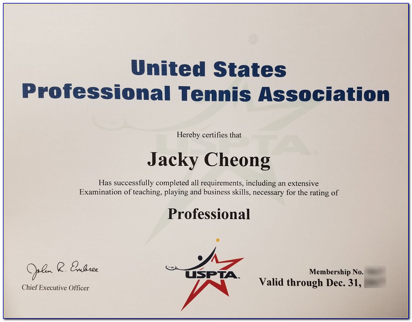 Uspta Tennis Certification