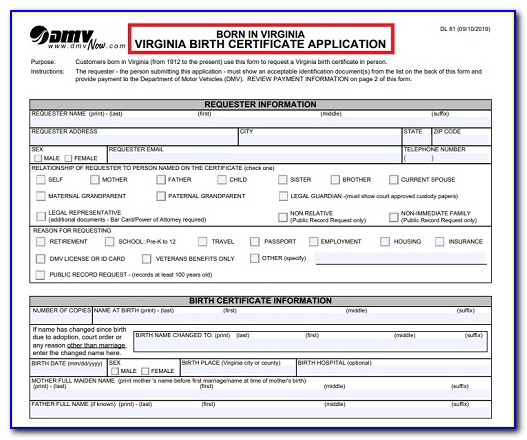 Vdh Birth Certificate Application