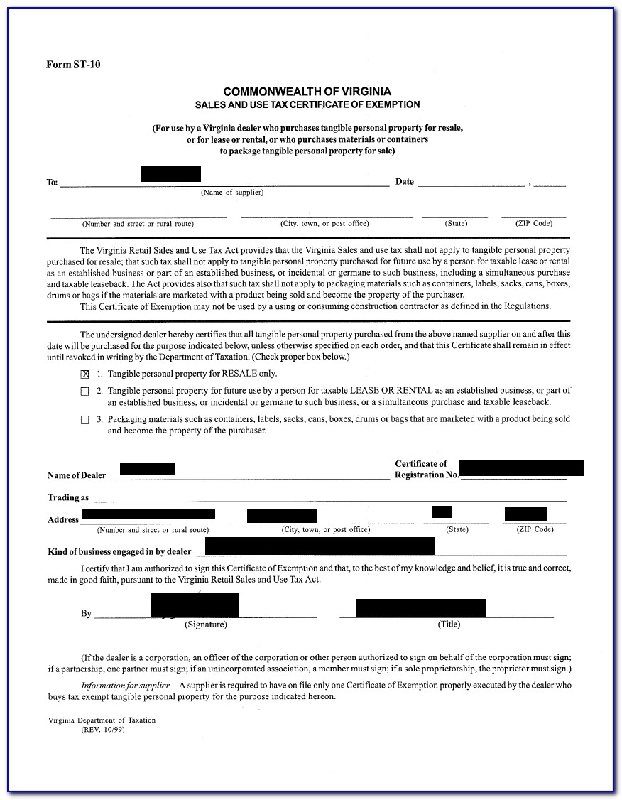 Vermont Resale Exemption Certificate