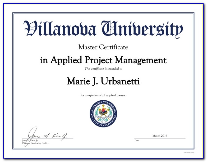Villanova Master Certificate In Applied Project Management