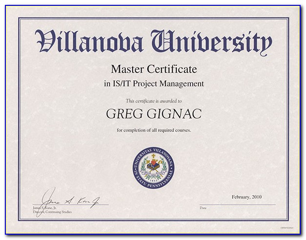 Villanova University Master Certificate Project Management