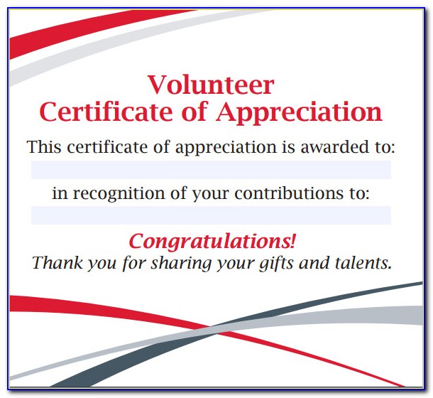 Volunteer Appreciation Certificate Examples