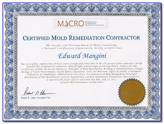 Water And Mold Remediation Certification