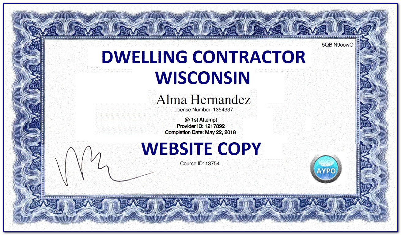 Wi Dwelling Contractor Certification