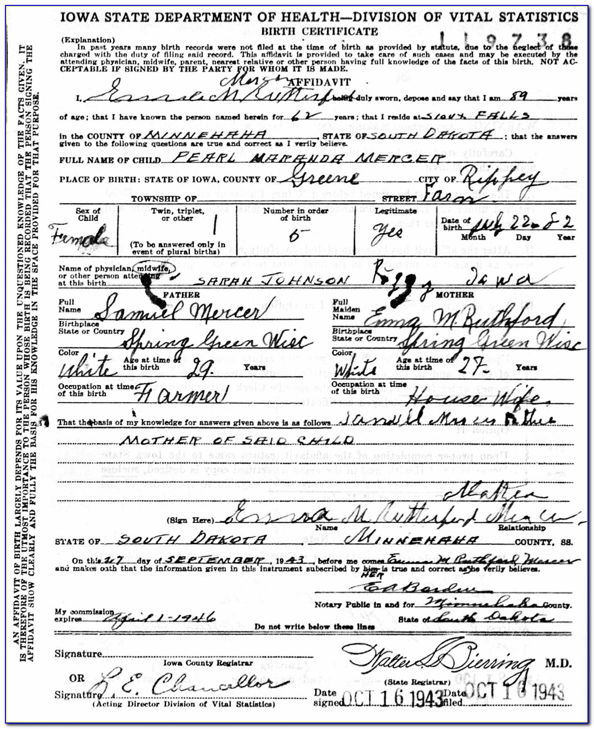 Woodbury County Birth Certificate
