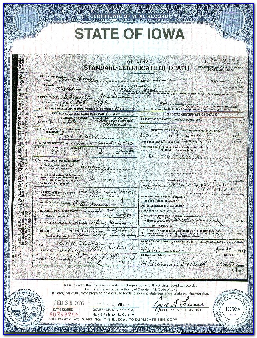 Woodbury County Courthouse Birth Certificate