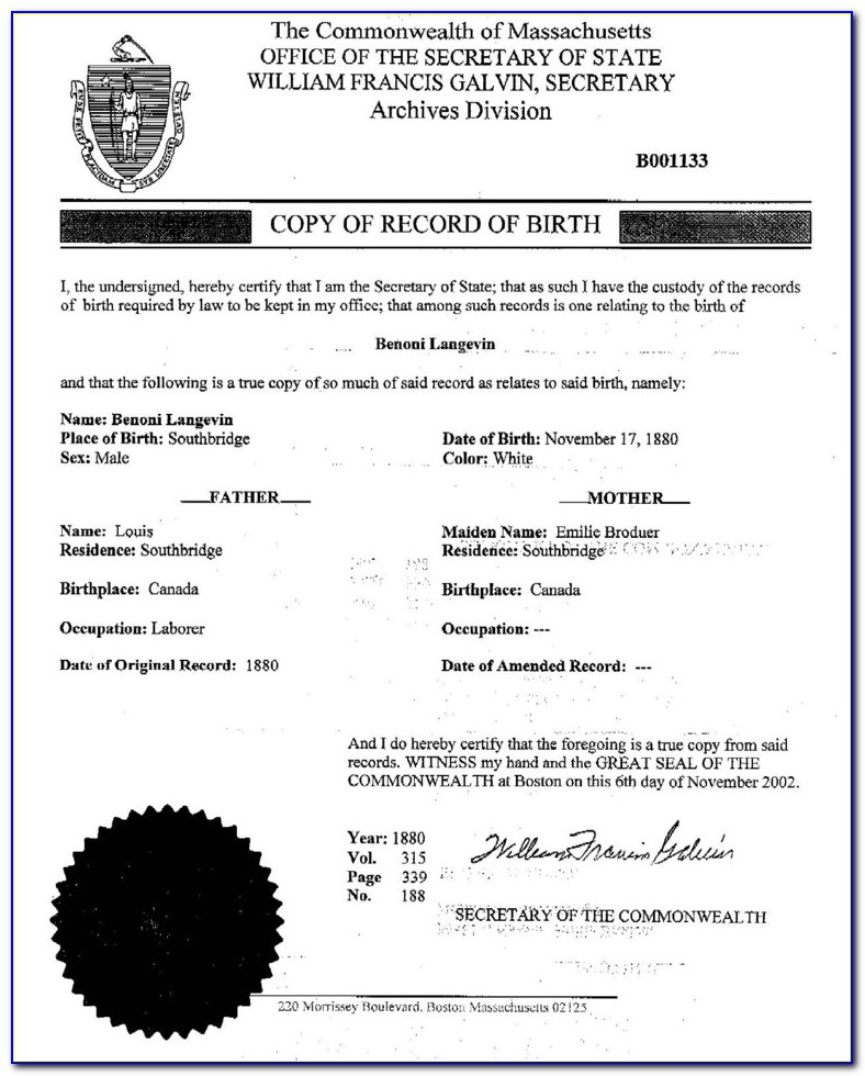 Worcester County Birth Certificates