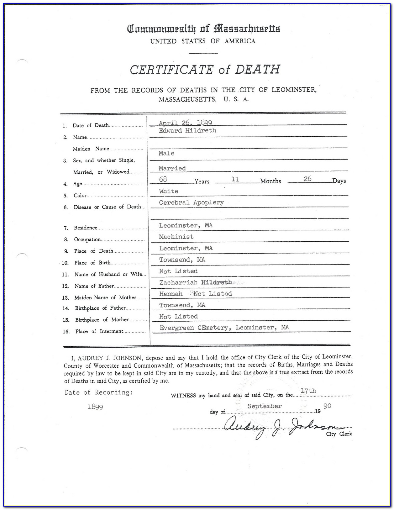 Worcester Ma Birth Certificate Copy