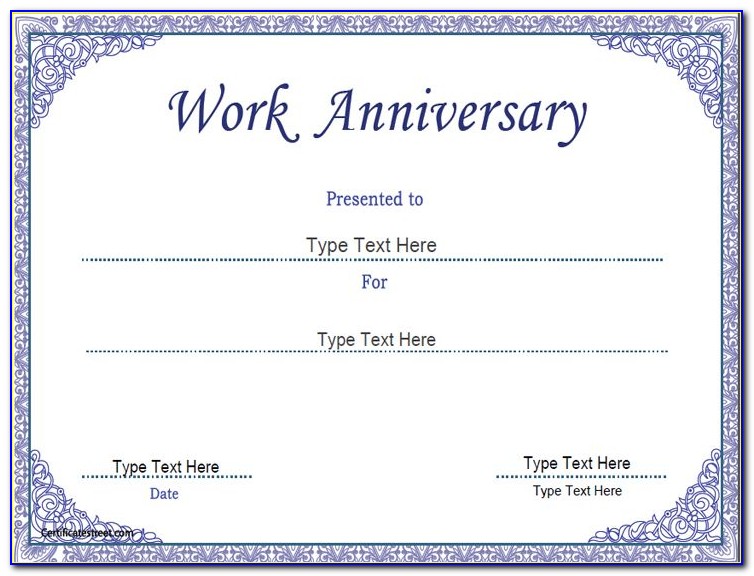 Work Anniversary Certificate Templates