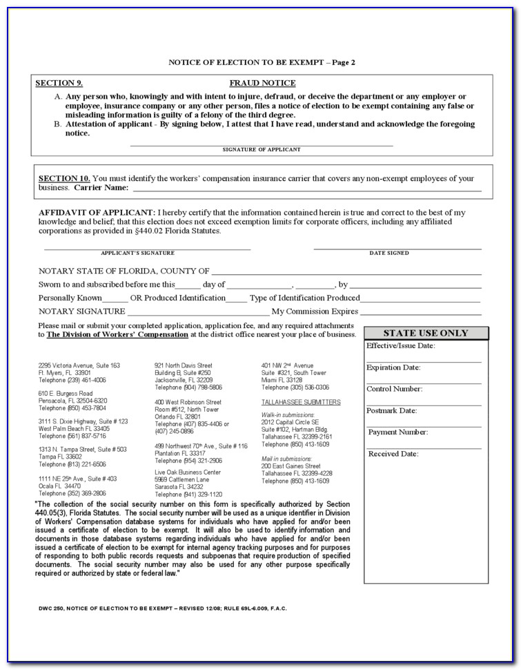 Workers Comp Exemption Form California