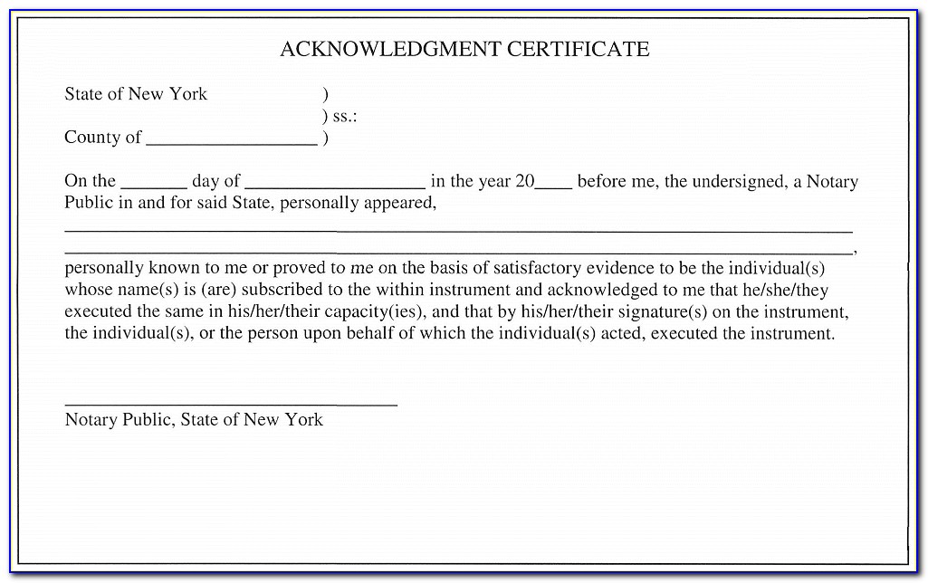 Acknowledgment Certificates Notary