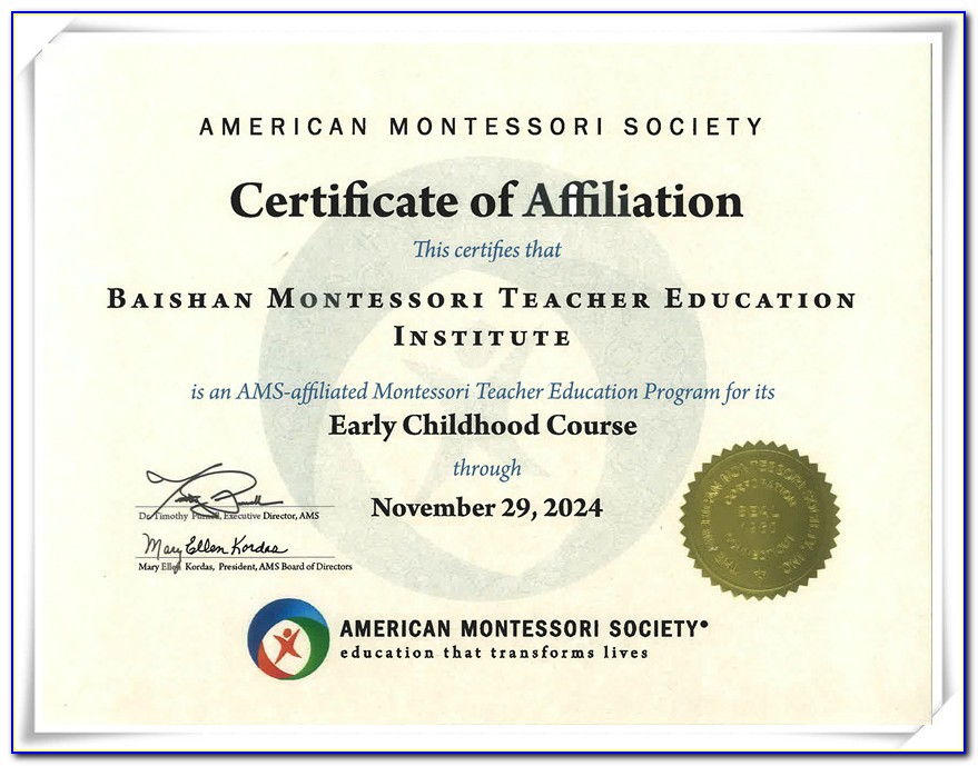 Ami Ams Montessori Certification