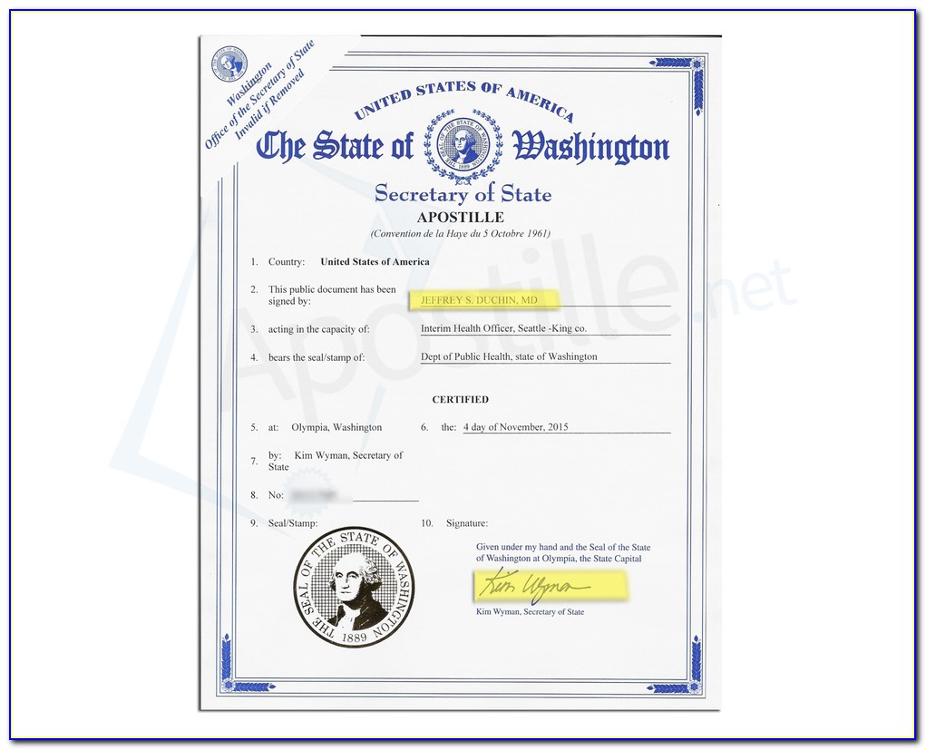 Apostille Birth Certificate Washington State