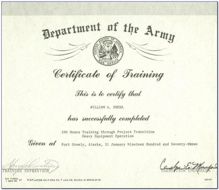 Army Retirement Certificate Frame