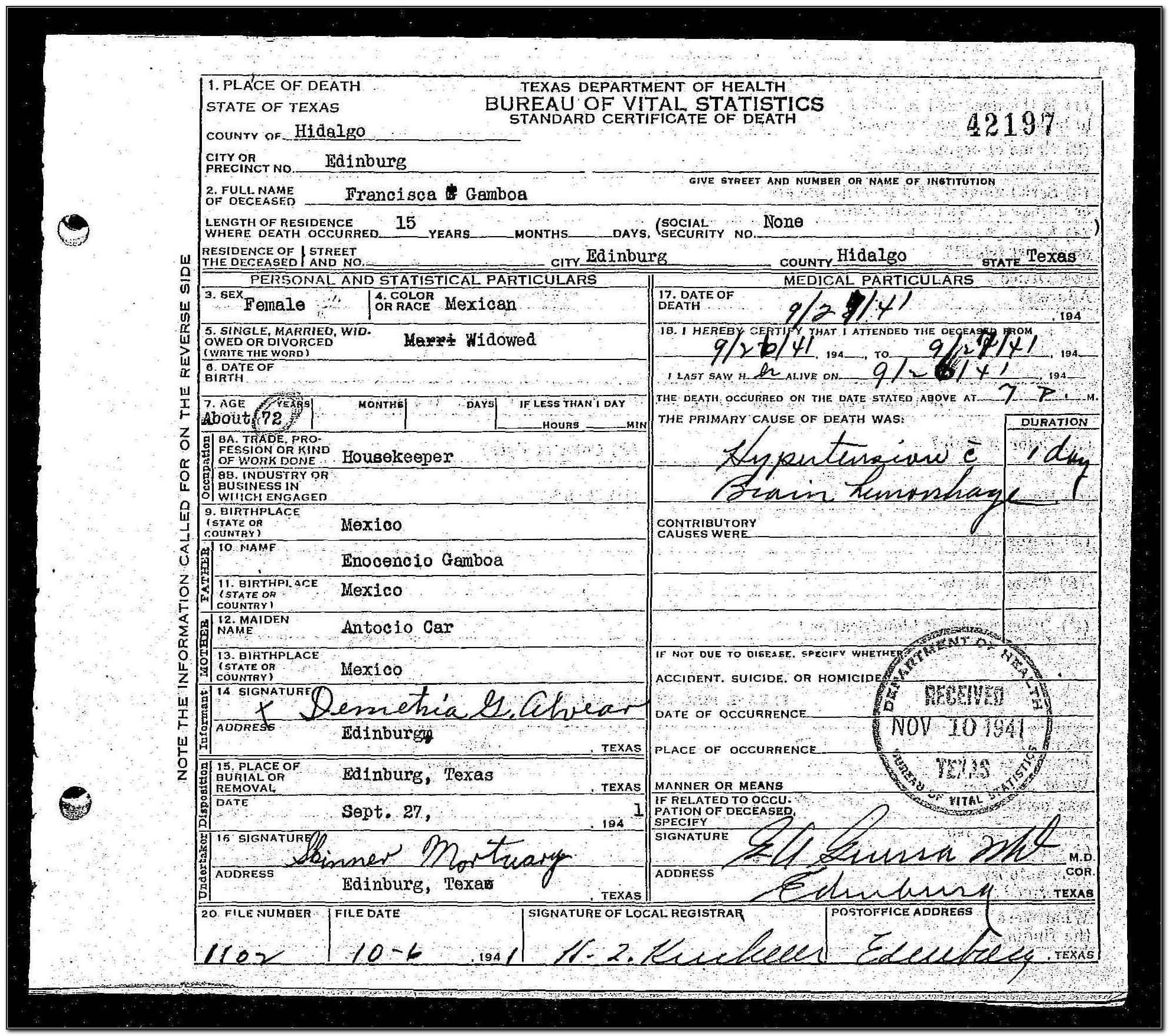 Birth Certificate Edinburg Tx