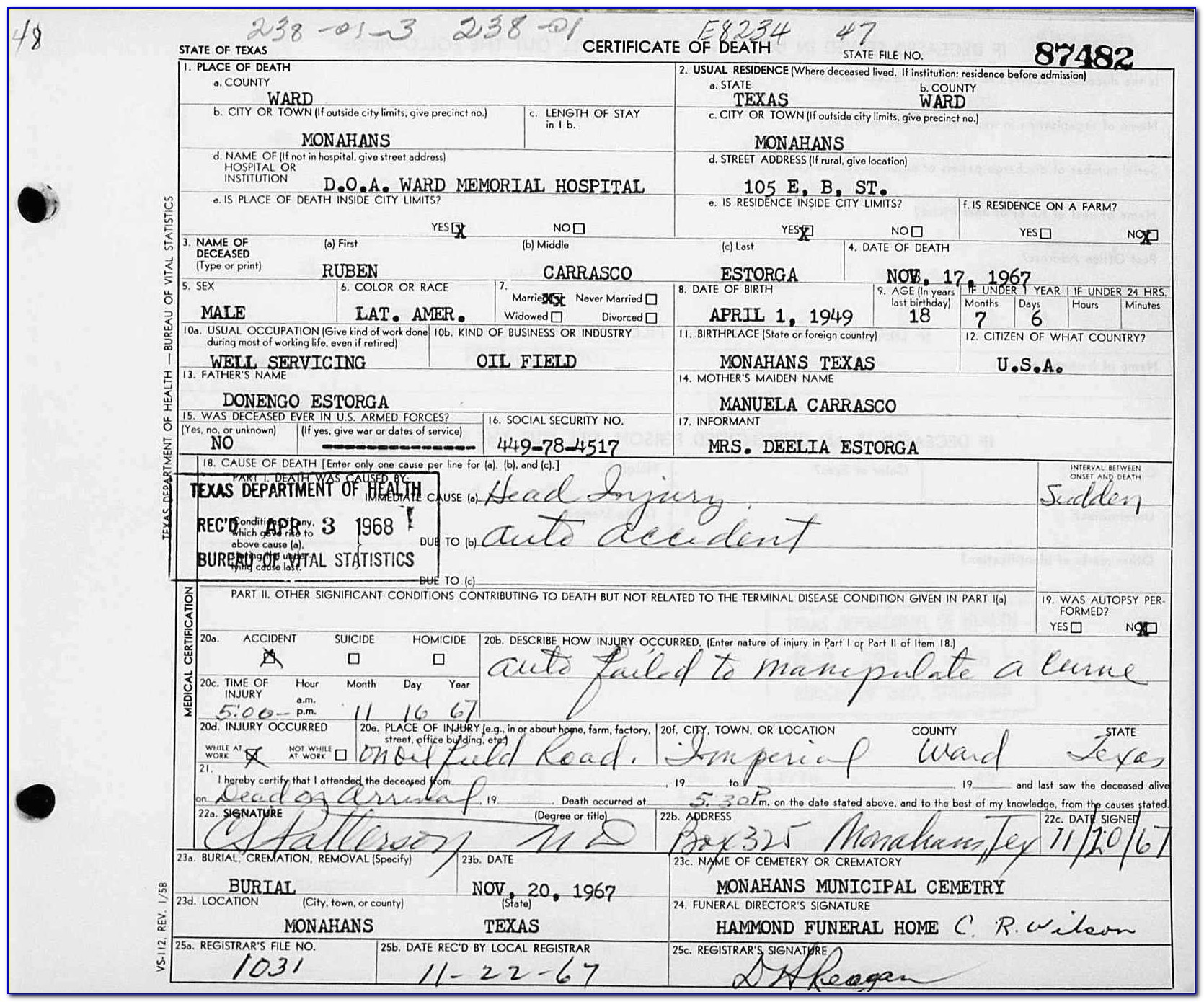 Birth Certificate Granbury Rd