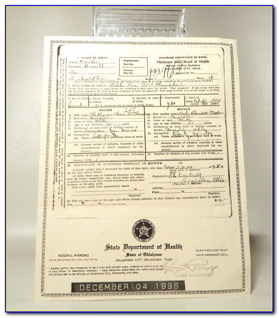 Birth Certificate Notary Sample