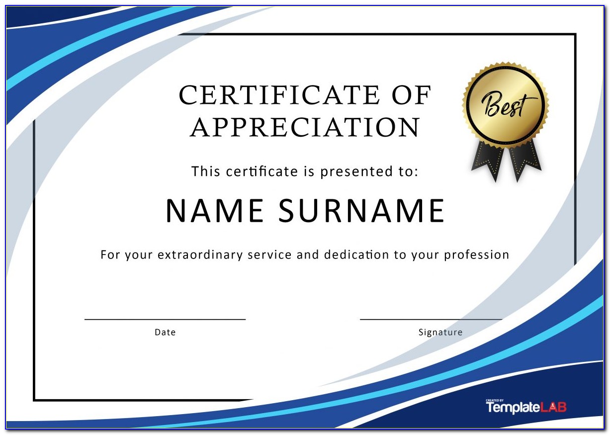 Blank Certificate Of Appreciation Templates Free