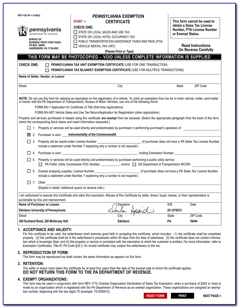Blanket Sales Tax Exemption Certificate Michigan