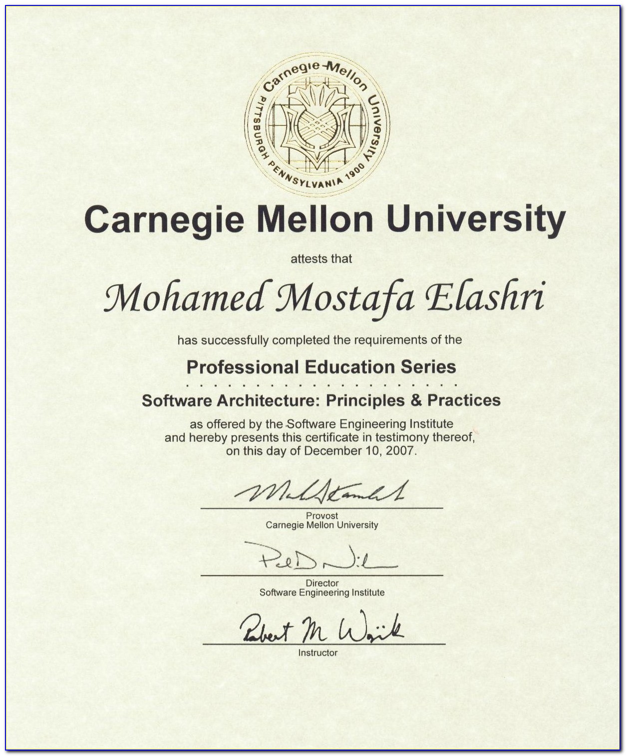 Carnegie Mellon Certificates