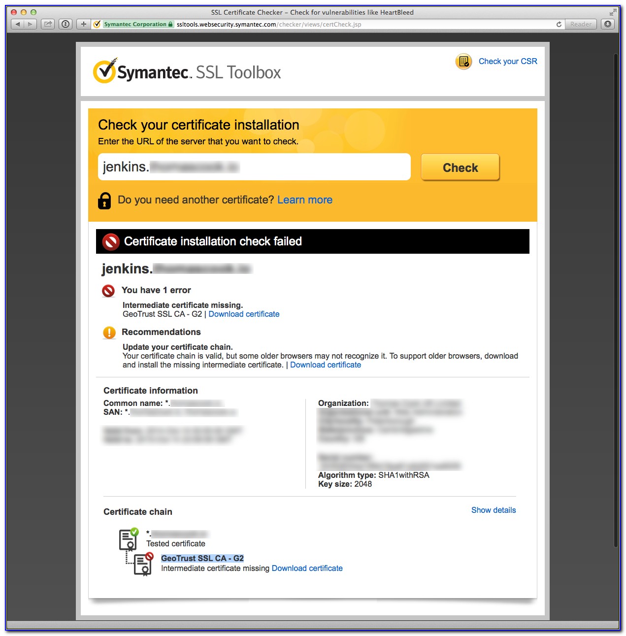 Certificate Checker Symantec